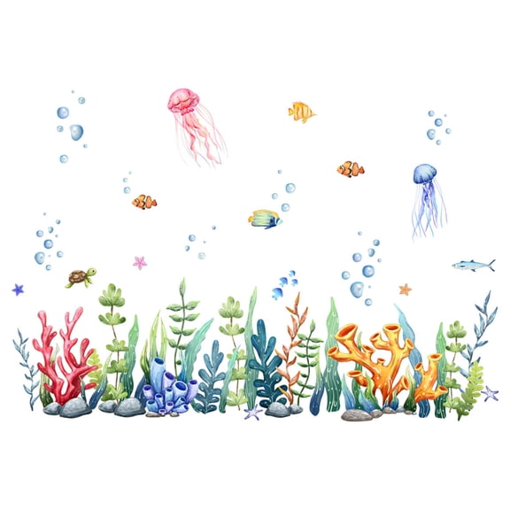 Vikakiooze Home Decor, Seaweed Jellyfish Bubble Wall Stickers Children'S Room Background Wall Room Decoration Wall Stickers Self-Adhesive Wall Stickers