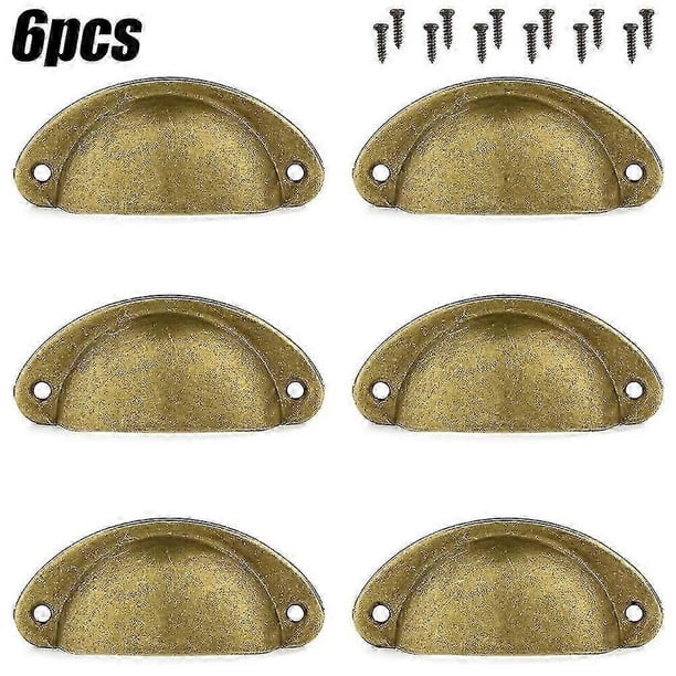 6/12 piezas de tiradores de copa de concha retro para puerta de cocina, armario, muebles, cajones, dos