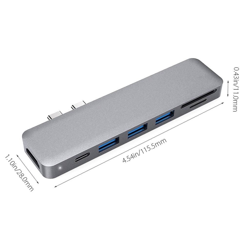 Enhance Your MacBook Pro 2016 / 2017 with dodocool USB Hubs Aluminum Alloy 7-in-1 Multiport Hub, Dual USB-C Connectors, 4K Video HD Output, TF Card Reader, USB 3.1 Type-C Port and 3 USB 3.0 Ports