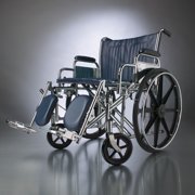 Medline Excel Extra-Wide Wheelchair, Elevating, 22" Seat, Navy/Chrome