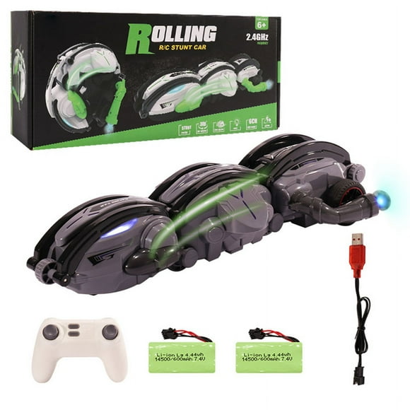 Remote Control Car RC Cars, RC Stunt Snake Car, 360° Roll Rotation Car Toys with LED Lights for Kids Ages 6+, Grey