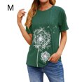 thumbnail image 1 of Camiseta Cuello Redondo Estampado Mujer Tops Poliéster Manga corta Tela de verano, Verde, M sidaley AP002414-07, 1 of 7