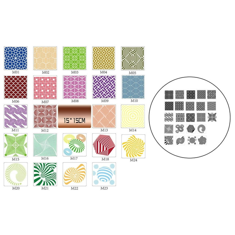 36 Pieces Geometric Stencils Painting Templates Mandala Art Drawing Stencil  Templates for Scrapbooking Cookie Tile Furniture Wall Floor Decor Drawing  Tracing DIY Art Supplies (7.87 x 7.87 Inches)
