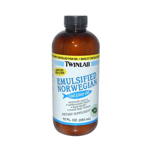 Twinlab Emulsified Norwegian Cod Liver Oil Liquid, Mint, 12 Fl Oz