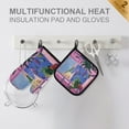 thumbnail image 4 of Yayeee Oven Mitts and Pot Holder Set of 2 Heat Resistant Kitchen Gloves Baking Hot Pad, Purple Window Scene, 4 of 5