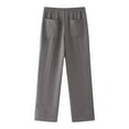 thumbnail image 4 of YUGYXL Casual Straight Pants for Women Cotton Linen Long Pants Summer Elastic Waist Wide Leg Pants with Pockets Gray M, 4 of 4