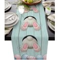 thumbnail image 1 of Easter Cotton Linen Table Runner Dresser Scarves,Bunny Tail Easter Eggs Rabbit Spring Flowers Table Runners for Dinning Table,Farmhouse Kitchen Decor,Holiday Parties Dinner Decoration-13x108 Inch, 1 of 7