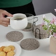thumbnail image 2 of 8 Pack Boho Drink Coasters with Holder – Round Absorbent Braid Woven Coasters, Rustic Cup Mats Tabletop Bar Decor for Coffee, Drinks and Glassware (Grey), 2 of 6