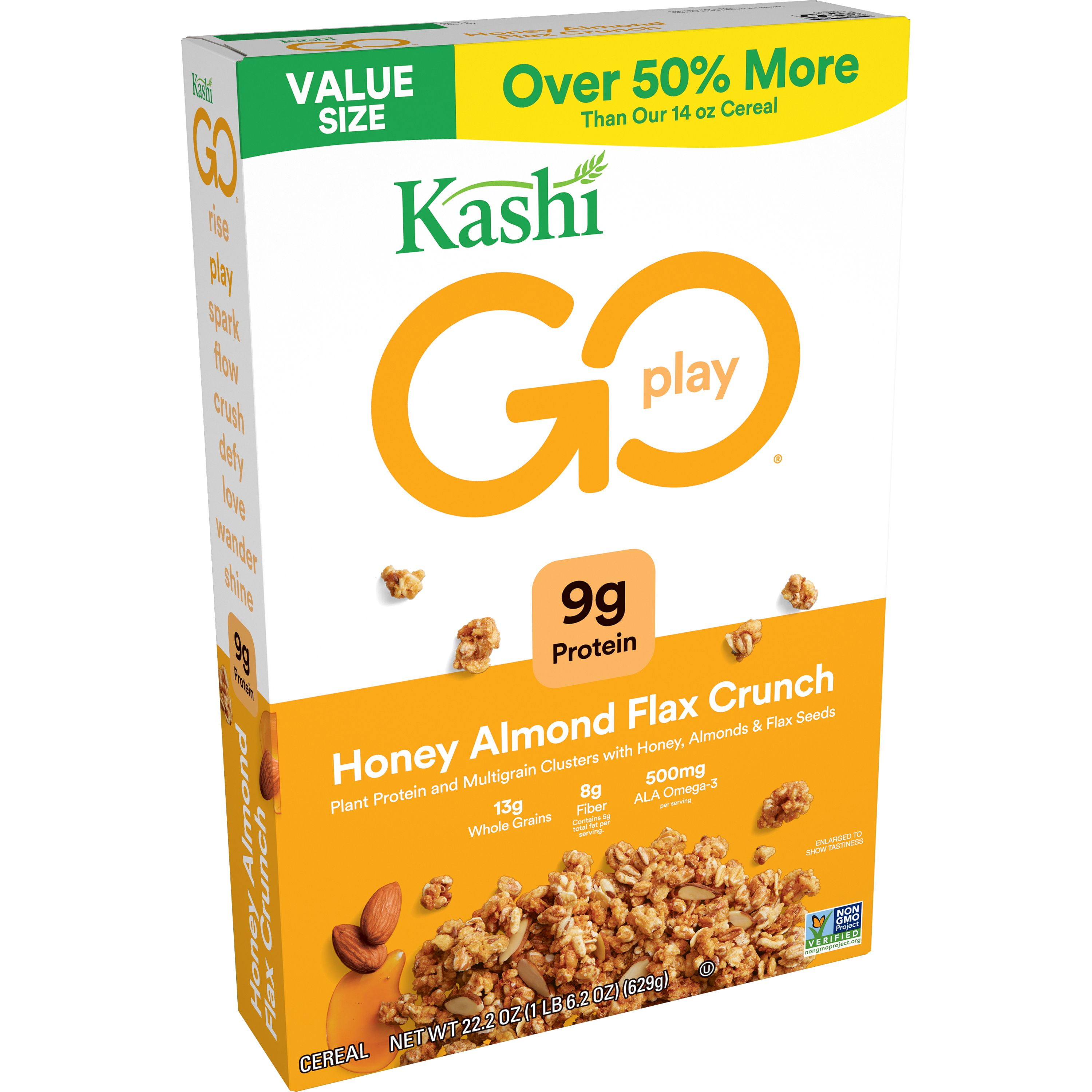 Kashi GO Breakfast Cereal, Honey Almond Flax Crunch, NonGMO Project