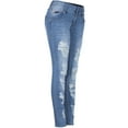 thumbnail image 1 of 2Luver, Women's, Five Pocket Stretchy Distressed Skinny Jeans, Blue-Light Wash, 1, 1 of 3