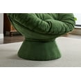 thumbnail image 4 of Oversized Swivel Accent Chair, 360 Swivel Chenille Upholstered Barrel Chair with Sturdy Frame & Base, Round Papasan Chair  with Button Tufted Cushion for Living Room Bedroom, Dark Green, 4 of 5