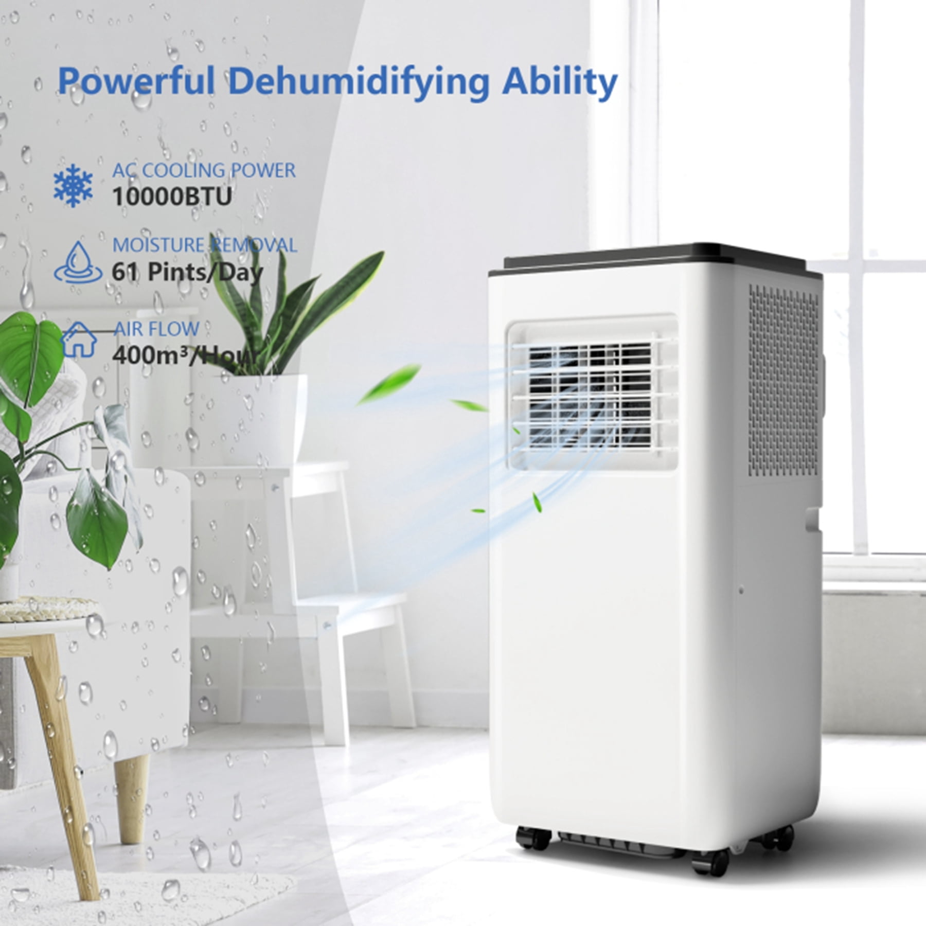 Aoile 10,000BTU ASHRAE Portable Air Conditioner 3-In-1 Quiet AC Unit Cools Rooms up to 450 Sq.Ft