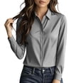 thumbnail image 7 of biudgviw Womens Dress Shirts Formal Fit Long Sleeve Tunic Tops Casual Button Down Collared Satin Blouse for Work Office, 7 of 7