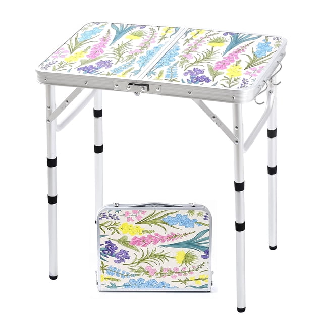 Mesa de camping plegable Yriuat Blooming Floral, altura ajustable
