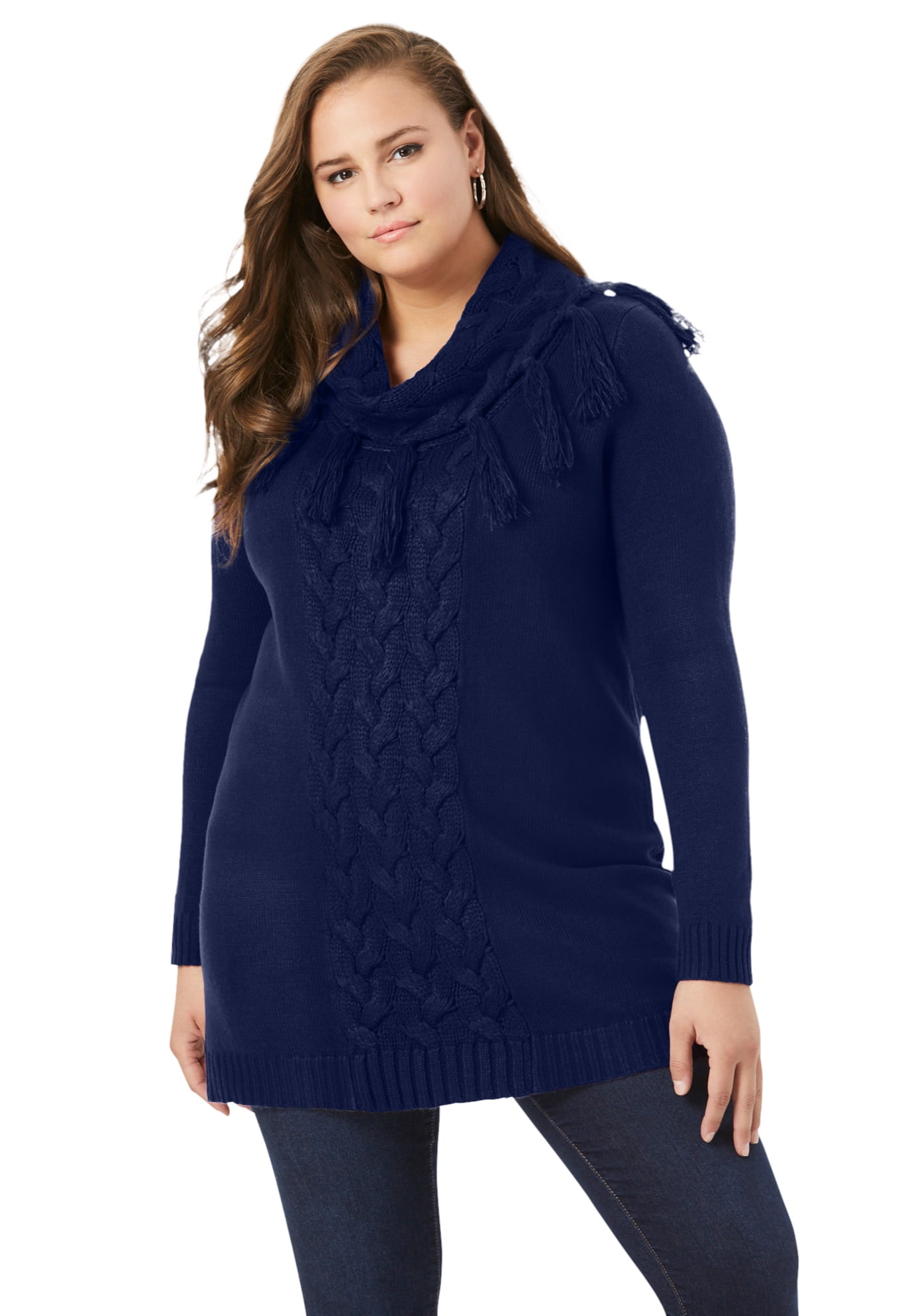 women's plus size cowl neck sweaters