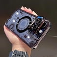 thumbnail image 4 of Compatible with iPhone 14 Pro Max Electroplated Glossy Invisible Lens Bracket Stand Magnetic Circuit Board Pattern TPU Clear Soft Fashion Unique Shockproof Protection Cover for Women Man Purple, 4 of 10