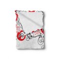 thumbnail image 2 of Abstract Soft Flannel Fleece Throw Blanket, Minimalist Home Design Themed Sketchy Birds Swirls and Apple Shapes, Cozy Plush for Indoor and Outdoor Use, 50" x 70", Scarlet White, by Ambesonne, 2 of 6