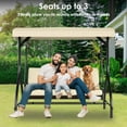 thumbnail image 3 of LAZY BUDDY Porch Swing with Adjustable Canopy, 3-Seat Patio Swing Chair Convertible Outdoor Swing with Removable Cushions for Backyard, Garden, Poolside, 3 of 11
