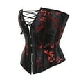 thumbnail image 2 of Corset Top For Women Sexy Bustiers Lingerie Floral Lace Up Corset Tops Burlesque Satin Overbust Corselet, 2 of 6