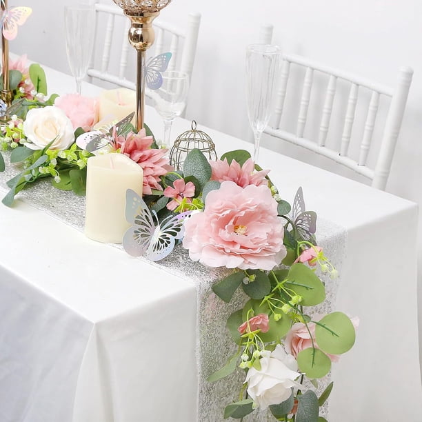Enredadera artificial de ratán - hiedra sintética rosa de 6 pies para decoración interior exterior • Decoraciones de pared para el jardín de la boda • Vegetación plástica realista