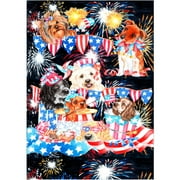 Colorful Garden Fireworks and Dogs