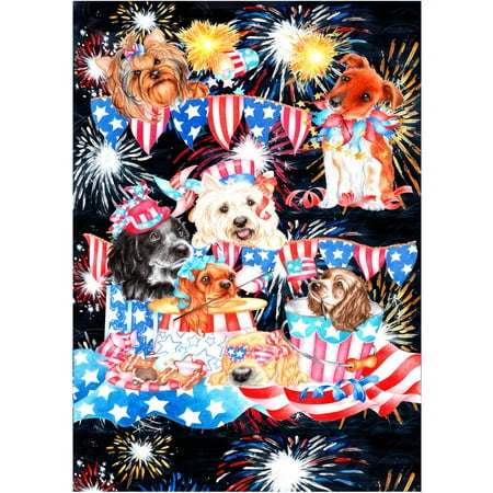 Colorful Garden Fireworks and Dogs