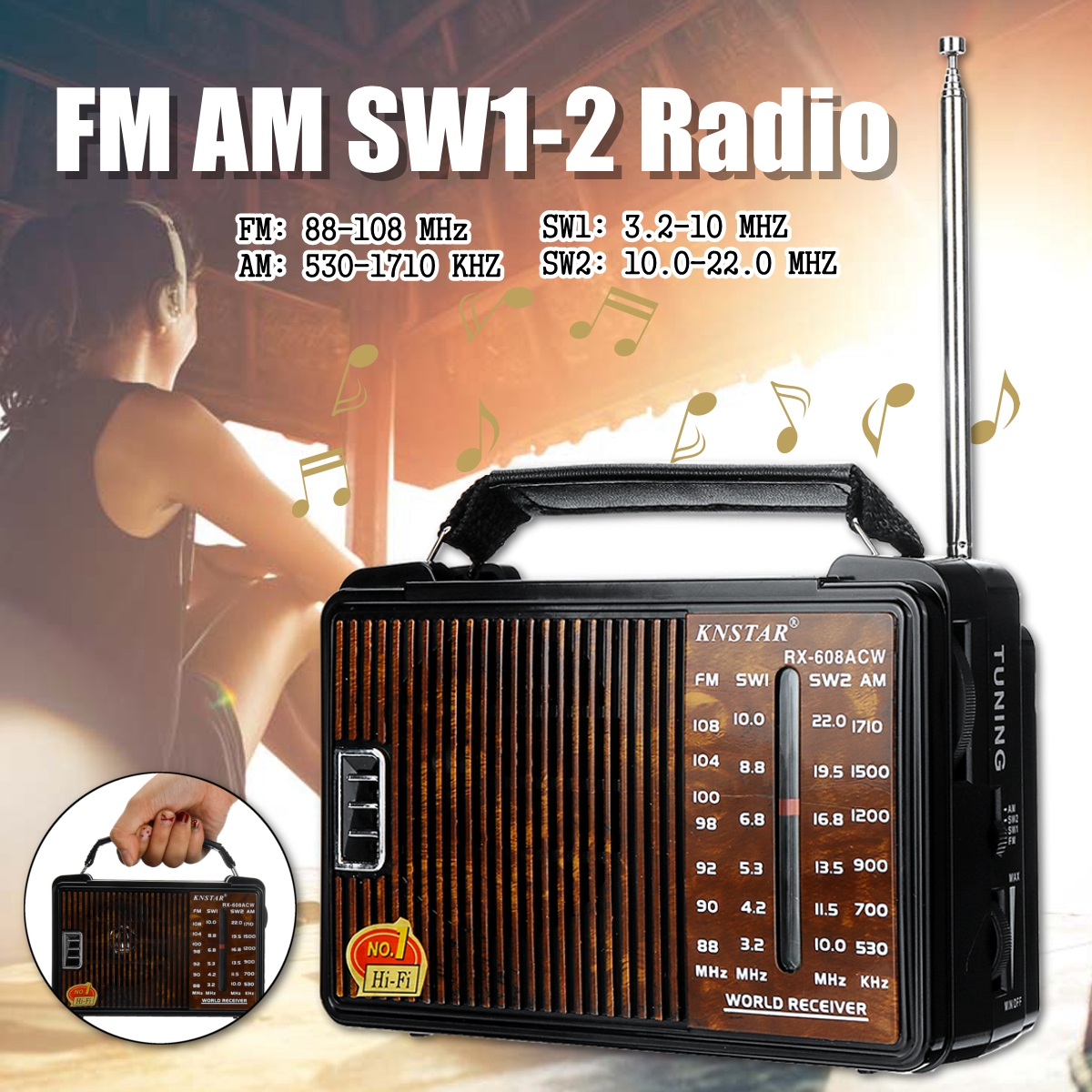Portable Full Channel Retro Radio High Sensitivity FM AM SW1 SW2 Radio
