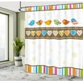thumbnail image 5 of Ambesonne Valentines Shower Curtain, Birds Hearts Stripes, 69"Wx84"L, Multicolor, 5 of 5