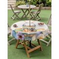 thumbnail image 3 of Easter Outdoor Tablecloth - 60 Inch Round Dining Table Cover, Spring Watercolor Bunny Carrots Eggs Flowers Beige Waterproof Outdoor Table Cloth with Umbrella Hole & Zipper for Picnic/Patio/Party, 3 of 7