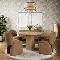 thumbnail image 3 of Breck Solid Wood 48" Round Mid-Century Modern Fluted Pedestal Dining Table, 3 of 7