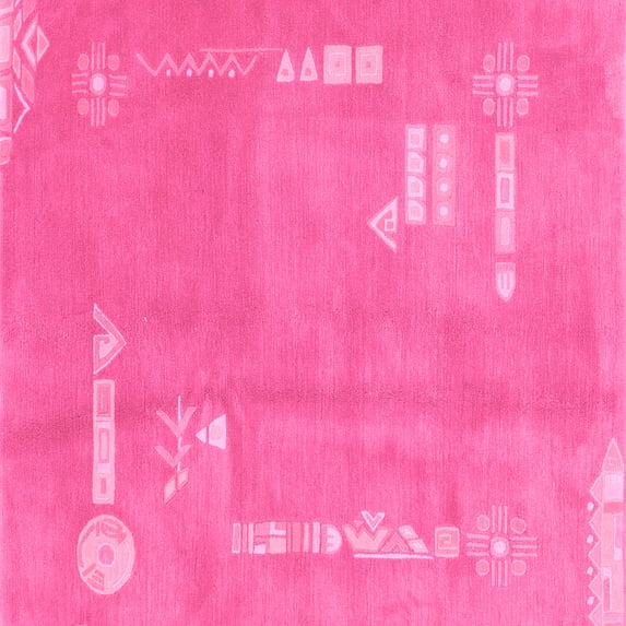 Ahgly Company Indoor Square Abstract Pink Modern Area Rugs, 7' Square