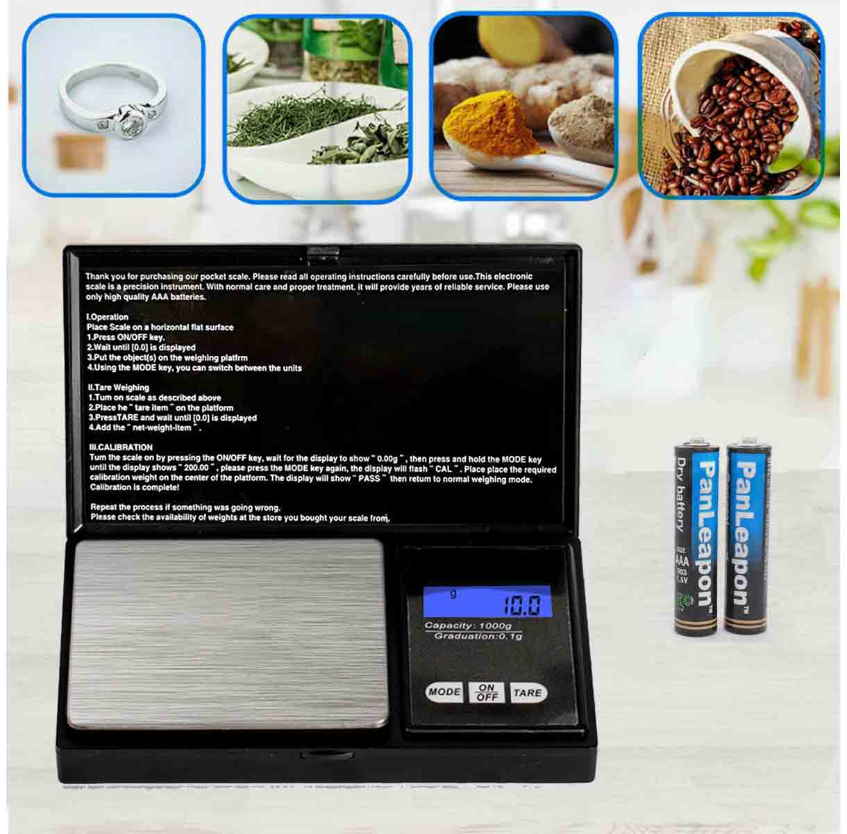 Weigh Gram Scale Digital Pocket Scale,1000g by 0.1g,Digital Grams Scale