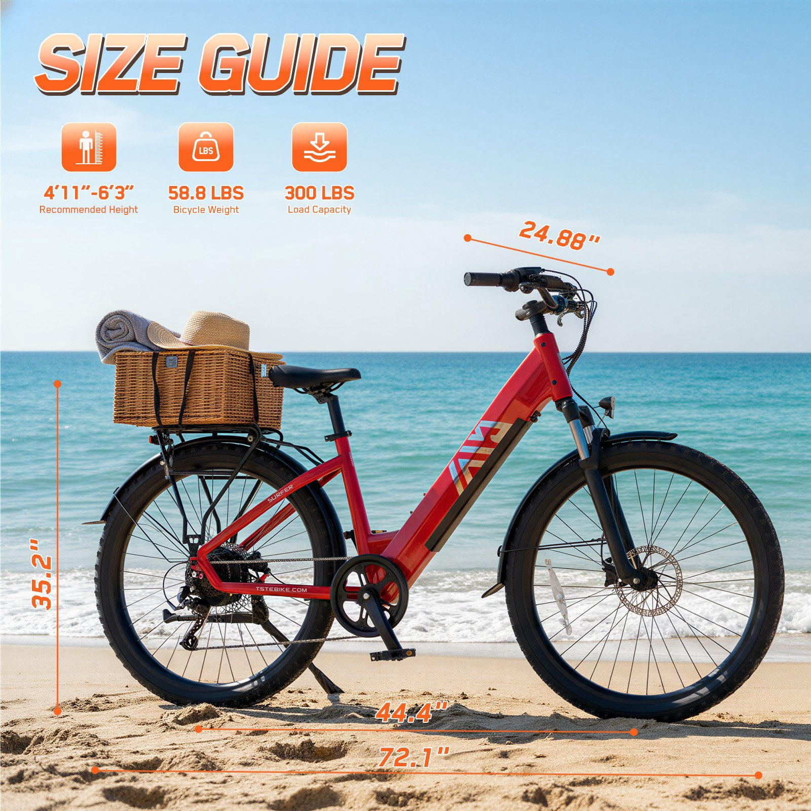 TST Electric Bike for Women, Peak 1000W E Mountain Bike, Electric Bicycle, 27.5" Tire EBike, Hydraulic Disc Brakes, 48V/15Ah Battery