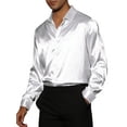 thumbnail image 5 of Lars Amadeus Men's Prom Satin Long Sleeves Button Down Slim Fit Formal Shirts, 5 of 6