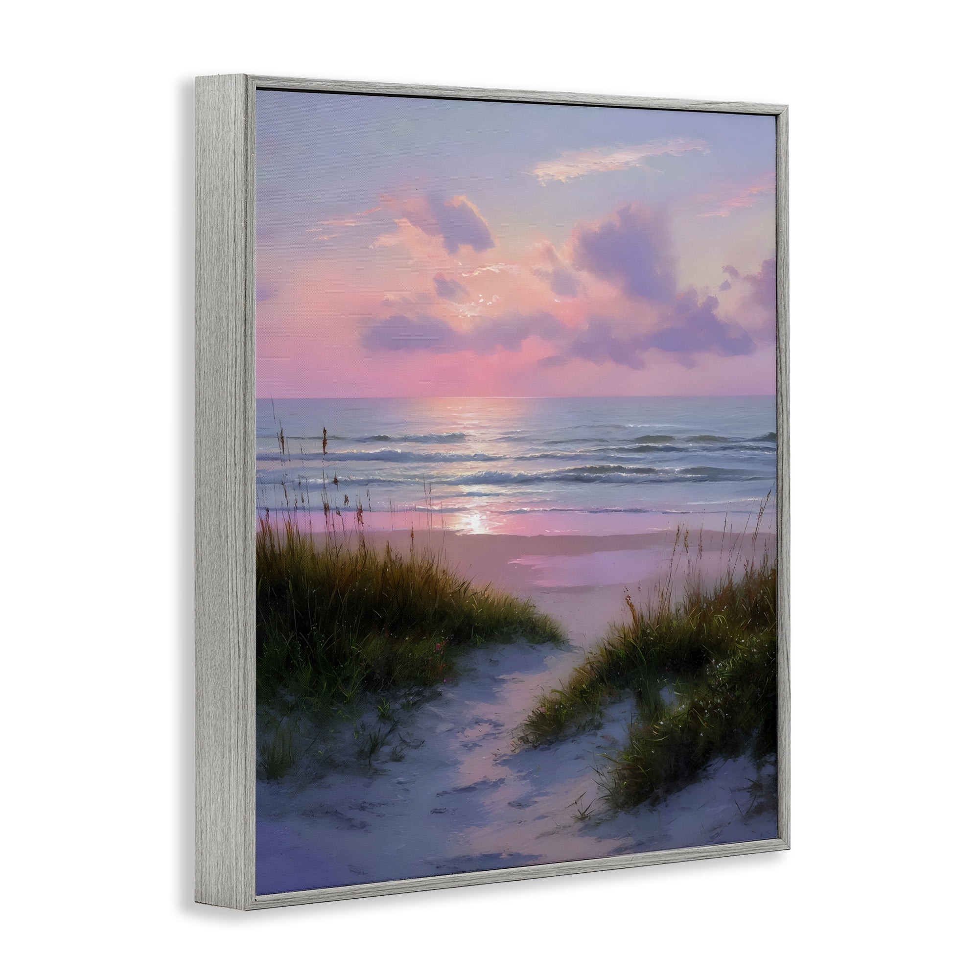 Stupell Industries Romantic Beach Sunset in Pink Gray Framed Giclee Art, design by Franklyn Gregory