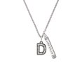 thumbnail image 2 of Delight Jewelry Black Nickeltone Crystal Initial - D - Beaded Border - Silvertone Courage Strength Wisdom Honesty Bar Charm Necklace, 23", 2 of 4