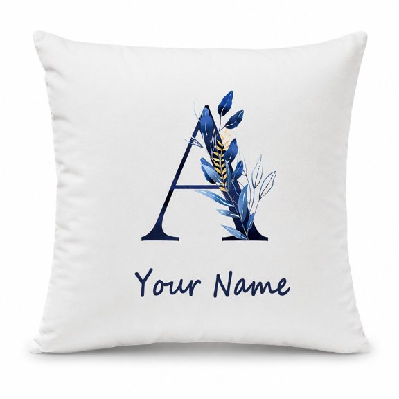 Custom Name Pillow Cover Pillow Case with Initial Letter A and Floral Design, Personalized Home Decor Gift Ideal for Any Occasion 16x16 Inch