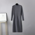 thumbnail image 2 of Diufon Womens Fall Knit A-Line Dresses Casual Solid Color Dress High Neck Long Sleeve Dress, 2 of 3