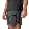 thumbnail image 2 of Mens Shorts, Gym Shorts for Men, ZHUGeLI Muscle Men's Sports Shorts Straight Leg Running Fitness Woven Solid Color Polyester Shorts, 2 of 4