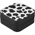 thumbnail image 3 of PU Leather Jewelry Box, Milk Cow Skin Pattern Travel Jewelry Case Portable Jewelry Organizer Storage Holder Boxes for Women Girls for Necklace Bracelet Earrings Rings, 3 of 7