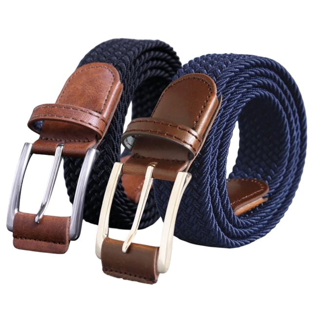 Pack de 2 cinturones elásticos trenzados, cinturones de tela trenzada