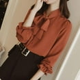 thumbnail image 4 of Blouse Décontractée à Manches Longues avec Col Noué et Papillon pour Femmes S-4TG, 4 of 6