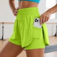 thumbnail image 2 of COMVALUE Women's 2 in 1 Running Shorts High-Split Athletic Short High Waisted 3" Liner Workout Gym Short with Pockets Green S, 2 of 9