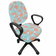 thumbnail image 1 of Fruit Office Chair Slipcover, Hand Drawing Style Apples Cherries Pears and Hearts Romantic Art, Protective Stretch Decorative Fabric Cover, Standard Size, Salmon Pale Sky Blue, by Ambesonne, 1 of 5