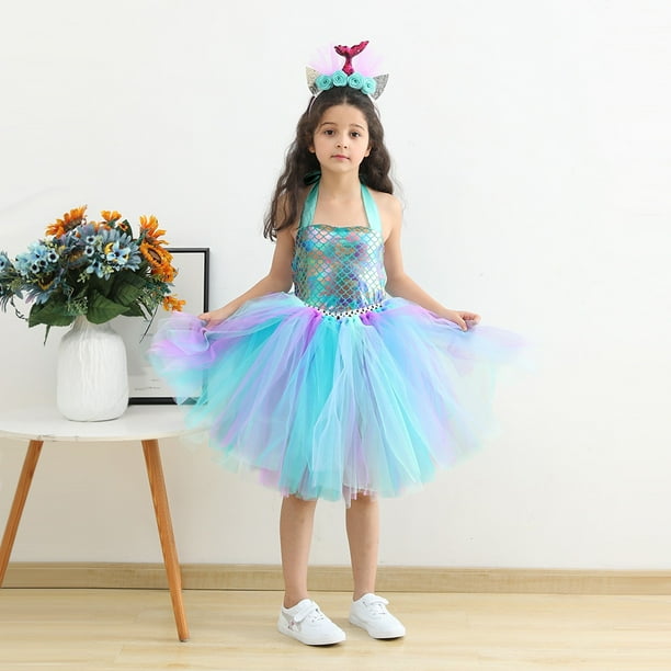 Disfraz De Sirena Para Ninas Princesa Para Ninos Cumpleanos Halloween Fiesta De Verano Bodega Aurrera en linea