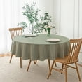 thumbnail image 1 of Mantel maxmill redondo con aspecto de lino texturizado, 180 cm, color verde salvia, 1 of 9