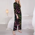 thumbnail image 3 of Balery Rainbow Glitter Conjunto de Pijama con Estampado para Mujer, Conjunto de Dos Piezas con Manga Larga, Ropa de Dormir Suave con Bolsillos, Pijamas Cómodos-Small, 3 of 7