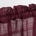 thumbnail image 2 of 3 Piece Linen Look Rod Pocket Top Kitchen Window Curtain Tier Pair and Valance Set 36 Inch Long, Burgundy, 2 of 4