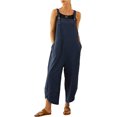 thumbnail image 1 of Salopette Ajustable Sans Manches en Coton et Lin pour Femmes, Ample, avec Poches, 1 of 6