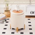 thumbnail image 4 of PRZL Round Ottoman Foot Stool with Storage and Metal Legs for Living Room Bedroom, Velvet Upholstered Footrest Stool Support 300lbs Modern Padded Seat Ottoman Coffee Table (Beige), 4 of 7